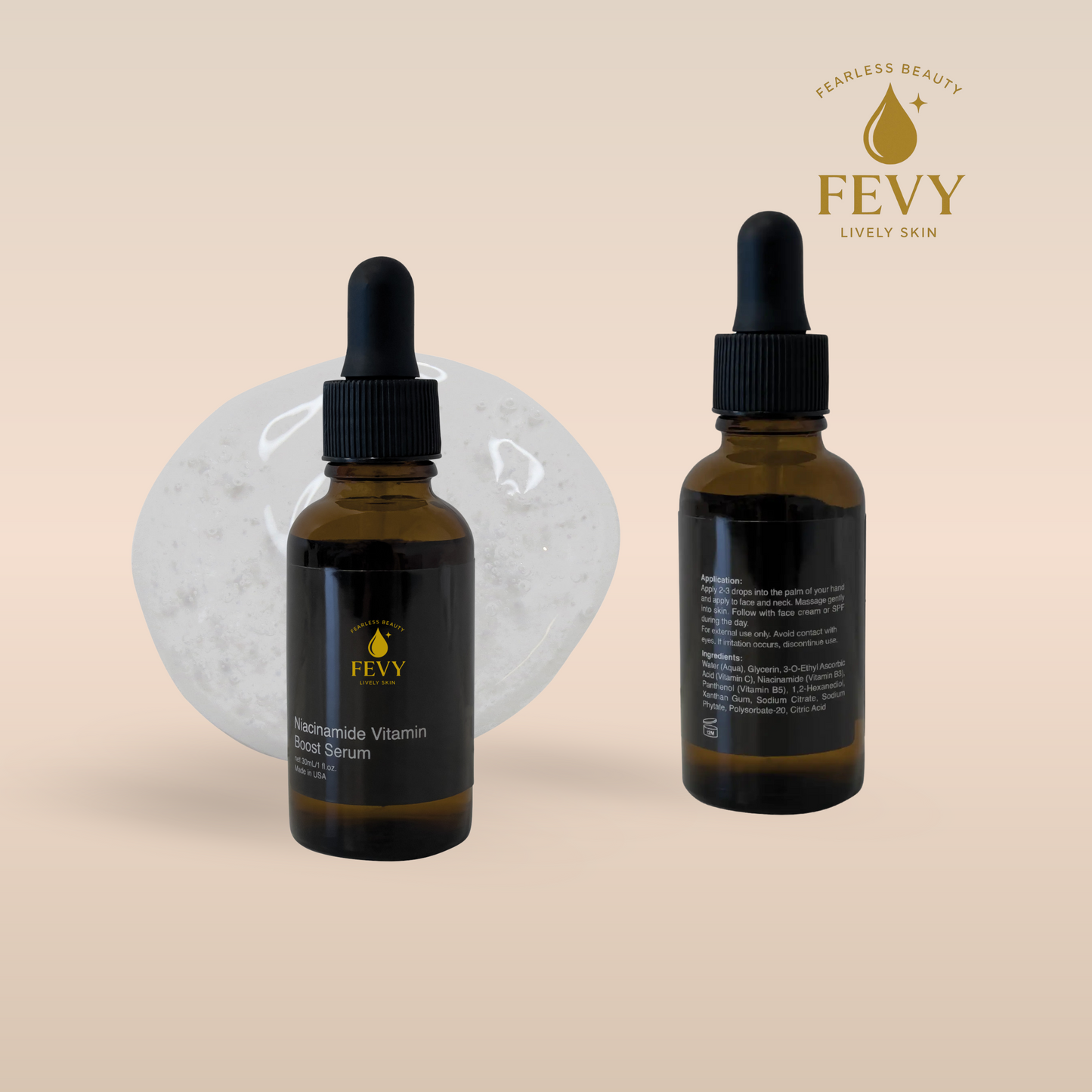 FEVY Radiant Niacinamide + Vitamin C Serum – Anti-Aging Glow for Mature Skin