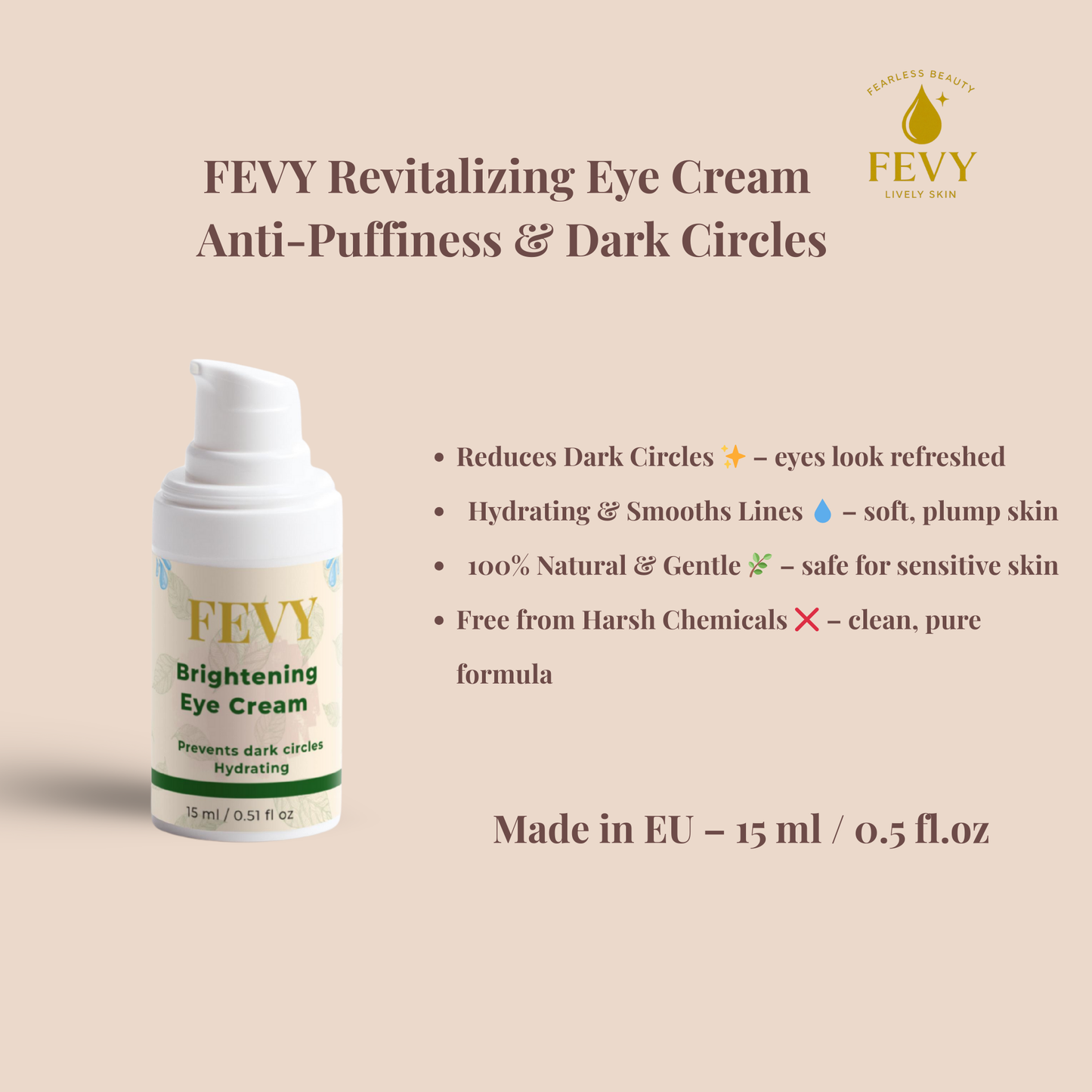 FEVY Revitalizing Eye Cream – Anti-Puffiness & Dark Circles 🌿